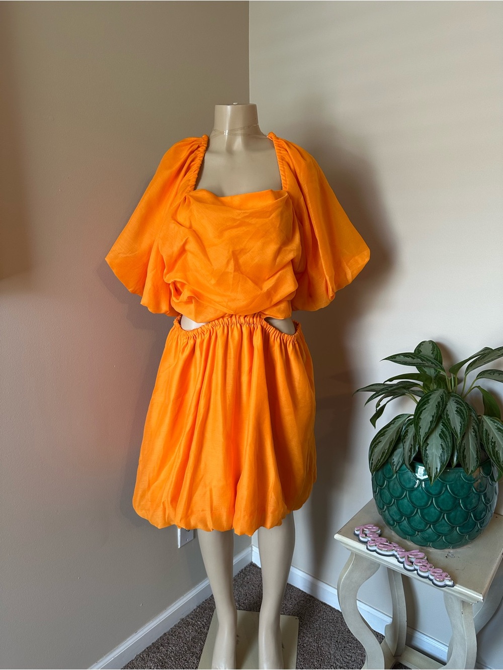 a new day Orange Puff-Sleeve Mini Dress